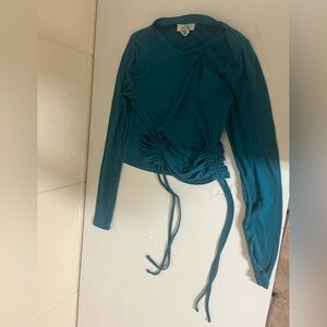 Elegant Teal Ruched Blouse
